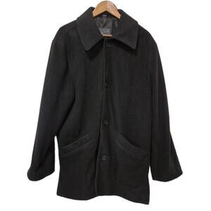 MR MAC Black Fleece Button-up Overcoat Mens L Tall Warm and Stylish!